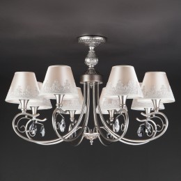 Потолочная люстра с тканевыми абажурами 60069/8 серебро Eurosvet