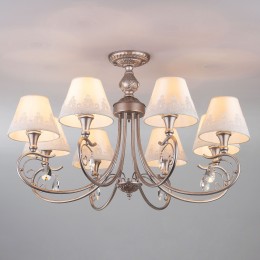 Потолочная люстра с тканевыми абажурами 60069/8 серебро Eurosvet