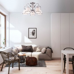 Потолочная люстра с тканевыми абажурами 60088/5 хром Eurosvet