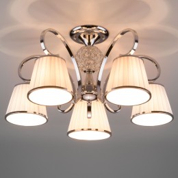 Потолочная люстра с тканевыми абажурами 60088/5 хром Eurosvet