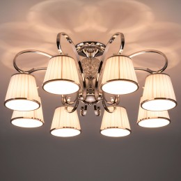 Потолочная люстра с тканевыми абажурами 60088/8 хром Eurosvet