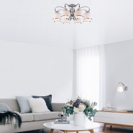 Потолочная люстра с тканевыми абажурами 60088/8 хром Eurosvet