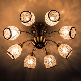 Потолочная люстра со стеклянными плафонами 30026/8 античная бронза Eurosvet