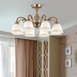 Потолочная люстра со стеклянными плафонами 60107/8 античная бронза Eurosvet