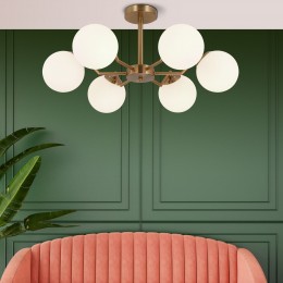 Потолочная люстра со стеклянными плафонами 70154/6 латунь Eurosvet