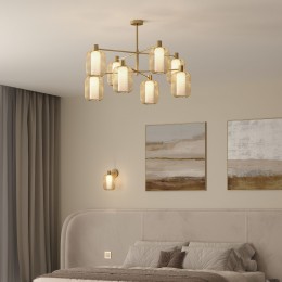 Потолочный светильник металлическим абажуром и стеклянным плафоном 30192/8 золото Eurosvet