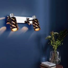 Настенный светильник с металлическими плафонами 20090/2 черный / хром Eurosvet