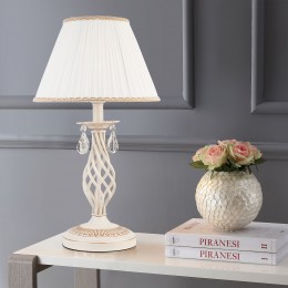 Настольный светильник с тканевым абажуром 10054/1 белый с золотом Eurosvet