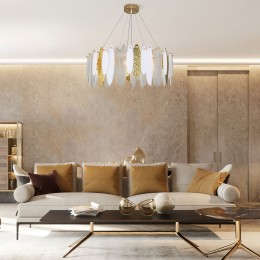 Подвесная люстра с фактурным стеклом 326/10 золото Bogate's