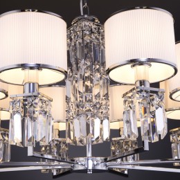 Подвесная люстра с тканевыми абажурами 10099/8 хром Eurosvet