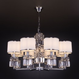 Подвесная люстра с тканевыми абажурами 10099/8 хром Eurosvet