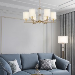 Подвесная люстра с тканевыми абажурами 60146/6 латунь Eurosvet