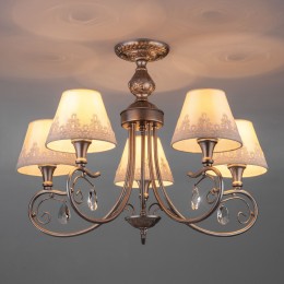 Потолочная люстра с тканевыми абажурами 60069/5 серебро Eurosvet