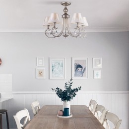 Потолочная люстра с тканевыми абажурами 60069/5 серебро Eurosvet