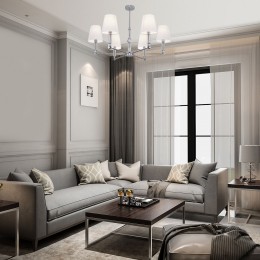 Потолочная люстра с тканевыми абажурами 60145/6 хром Eurosvet