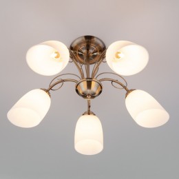 Потолочная люстра со стеклянными плафонами 30107/5 античная бронза Eurosvet