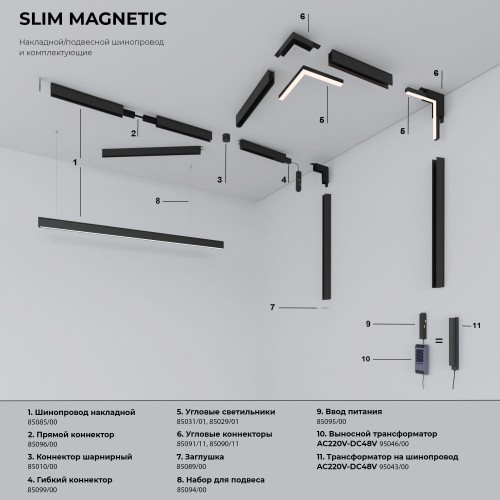 Slim Magnetic SL03 Трековый светильник 18W 3000K черный 85006/01 Elektrostandard