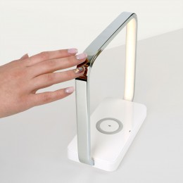 Настольный светодиодный светильник с беспроводной зарядкой и регулировкой яркости 80502/1 хром Eurosvet