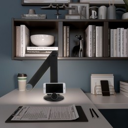 Настольный светодиодный светильник с сенсорным управлением и индукционной зарядкой 80428/1 черный Eurosvet