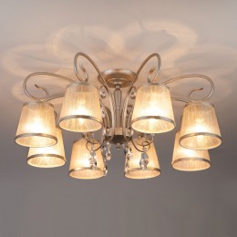 Потолочная люстра с тканевыми абажурами 60065/8 серебро Eurosvet