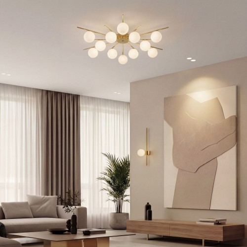 Умный потолочный светильник со стеклянными плафонами под лампочку G9 302001/12 латунь Smart Eurosvet