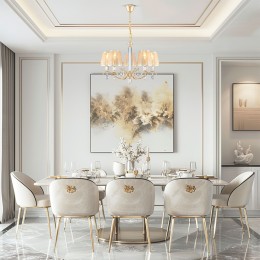 Подвесная люстра с тканевыми абажурами 60103/5 перламутровое золото Eurosvet