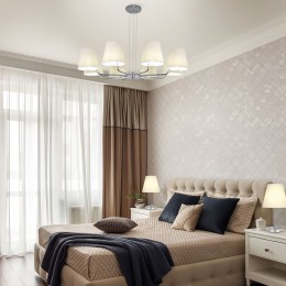 Подвесная люстра с тканевыми абажурами 60155/8 хром Eurosvet