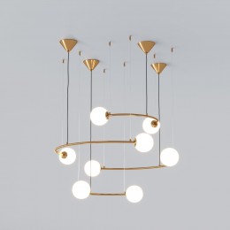 Подвесной светильник со стеклянными плафонами 359/8 латунь Bogate's