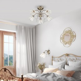 Потолочная люстра со стеклянными плафонами 30155/5 античная бронза Eurosvet