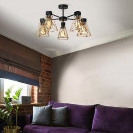 Потолочная люстра в стиле лофт 70107/5 черный/латунь Eurosvet