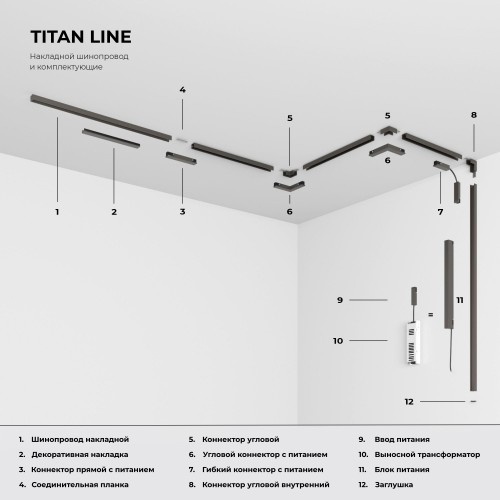 Titan Line Шинопровод накладной титан 2м 85227/00 Elektrostandard