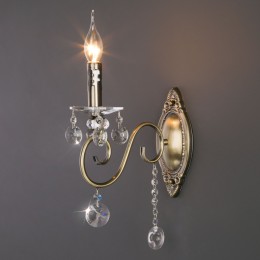 Классическое бра с хрусталем 10104/1 античная бронза/прозрачный хрусталь Strotskis Eurosvet