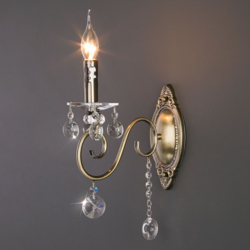 Классическое бра с хрусталем 10104/1 античная бронза/прозрачный хрусталь Strotskis Eurosvet