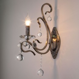 Настенный светильник с хрусталем 12505/1 античная бронза Eurosvet