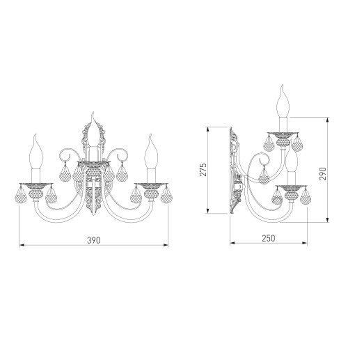 Настенный светильник с хрусталем 3305/3 Eurosvet