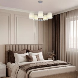 Подвесная люстра с тканевыми абажурами 60155/5 хром Eurosvet