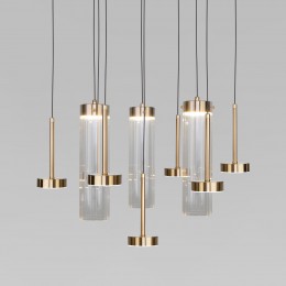 Подвесной светодиодный светильник со стеклянными плафонами 301102 LED латунь Eurosvet