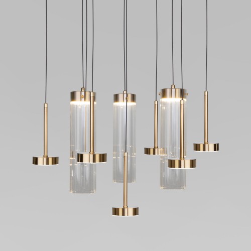 Подвесной светодиодный светильник со стеклянными плафонами 301102 LED латунь Eurosvet