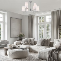 Потолочная люстра с тканевыми абажурами 60137/6 хром Eurosvet