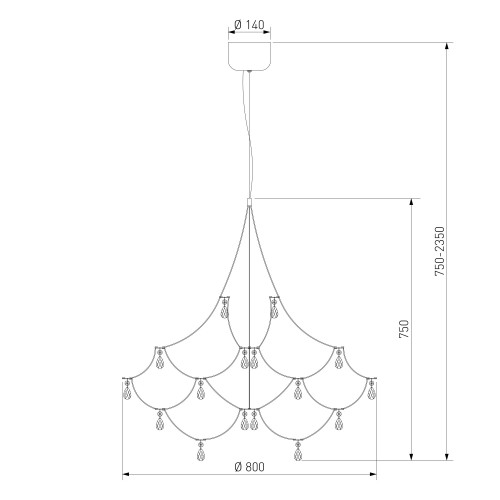Светодиодная люстра с декором из хрусталя и с пультом дистанционного управления 90400 LED Bogate's