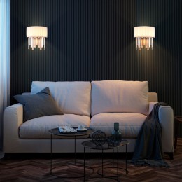 Настенный светильник с тканевым абажуром 10122/2 хром Eurosvet