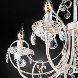 Подвесная люстра с хрусталем 3305/5 белый с золотом Eurosvet