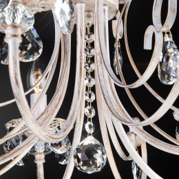 Подвесная люстра с хрусталем 3305/5 белый с золотом Eurosvet