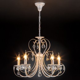 Подвесная люстра с хрусталем 3305/5 белый с золотом Eurosvet