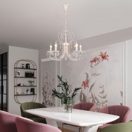 Подвесная люстра с хрусталем 3305/5 белый с золотом Eurosvet