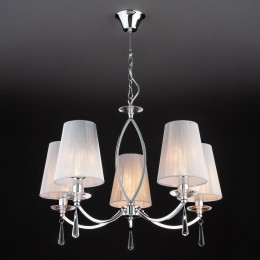 Подвесная люстра с тканевыми абажурами 60079/5 хром Eurosvet