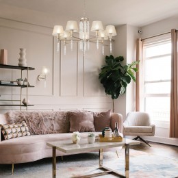 Подвесная люстра с тканевыми абажурами 60148/7 матовое золото Eurosvet