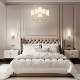 Подвесная люстра с тканевыми абажурами 60164/6 латунь Eurosvet