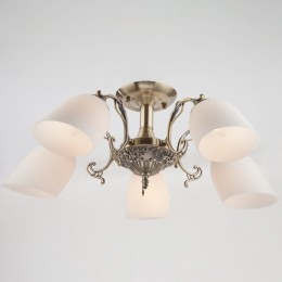 Потолочная люстра со стеклянными плафонами 22010/5 античная бронза Eurosvet