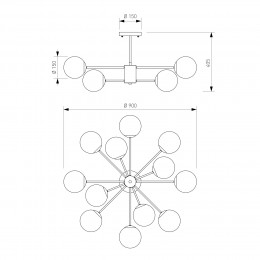 Потолочный светильник со стеклянными плафонами 502002/12 латунь Eurosvet